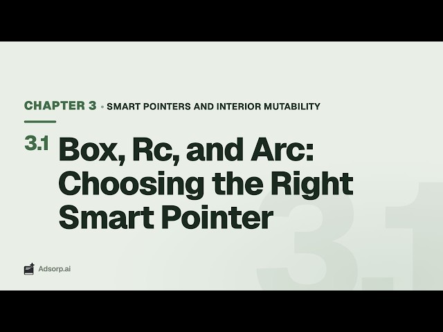 3.1 Box, Rc, and Arc: Choosing the Right Smart Pointer | Smart Pointers and Interior Mutability
