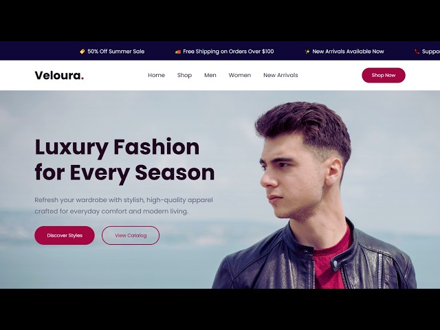 Simple Responsive Website Using HTML And CSS | Landing Page Design | eCommerce Website