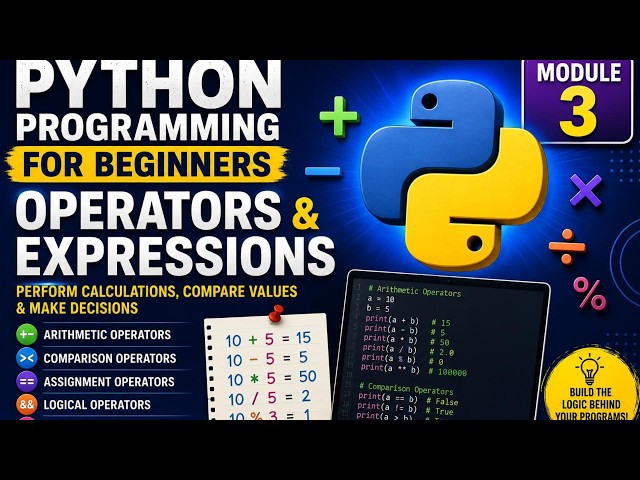 Python Programming for Beginners | Module 3: Operators and Expressions | Python Tutorial