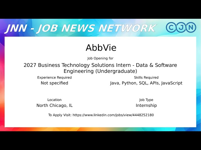 Job News Show 2 | Top 10 Computer Science Internships Jobs | 2026-08-27