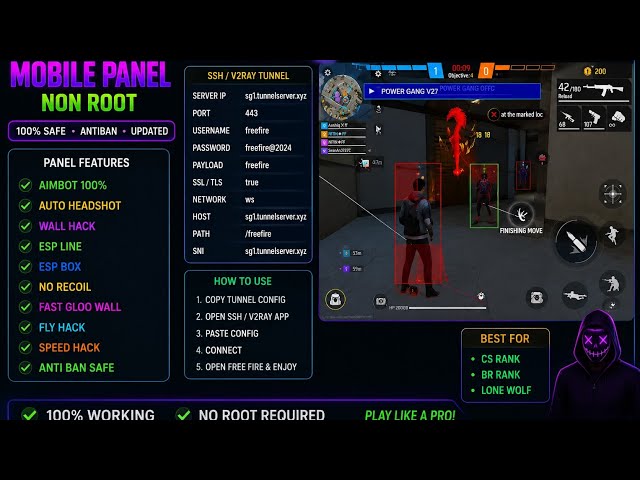 POWER GANG  V28 NEW UPDATE AIMBOT AUTO AIM MOD MENU MINE ID SAFE ✅ NON ROOT ✅ ALL SERVER WOKING✅