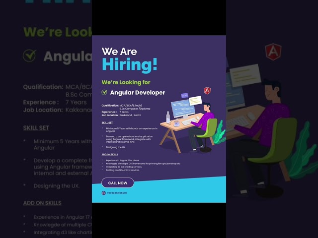 Hiring Angular Developer | 7+ Years Experience | Kochi | Apply Now#shorts #career #job