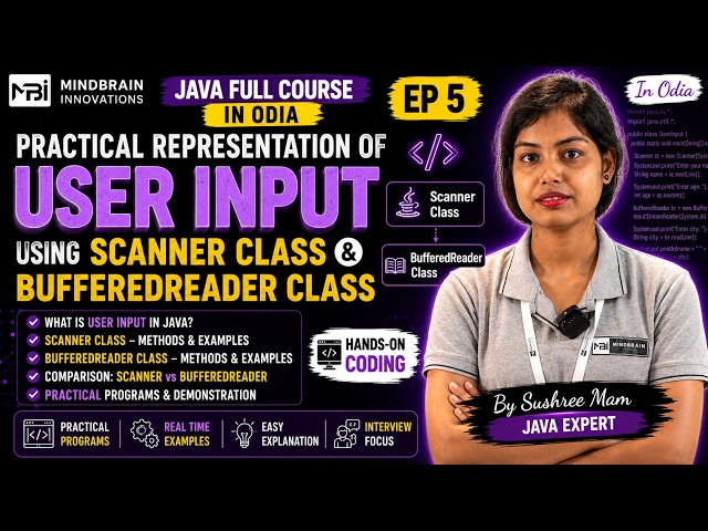 ☕Scanner vs BufferedReader in Java | User Input Explained | Sushree Mam | EP 5 | Free Course in Odia