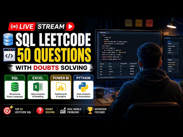 🔴 LIVE | Data Analyst Freelance Work + SQL Power BI Python Doubt Solving