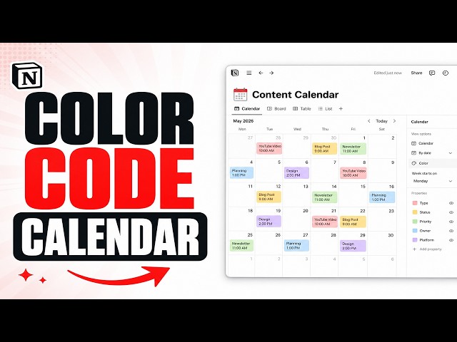 How to Color Code a Calendar in Notion (Tutorial 2026)