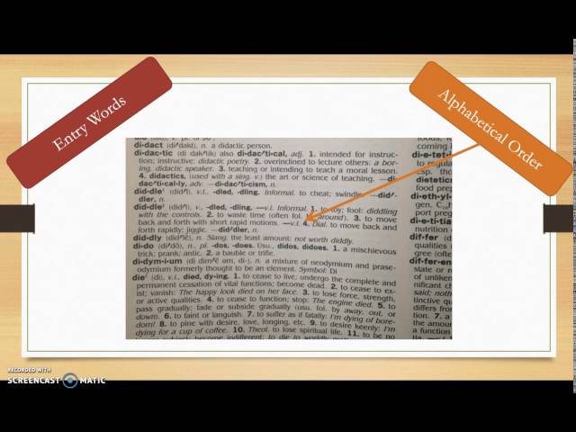 Vocabulary Lesson 3 Dictionary Skills