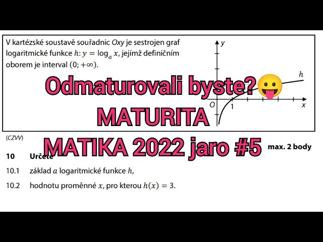 Maturita z matiky - kvadratická a logaritmická funkce (2022 jaro)