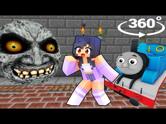 How APHMAU saving THOMAS from SCARY MOON in Minecraft 360°