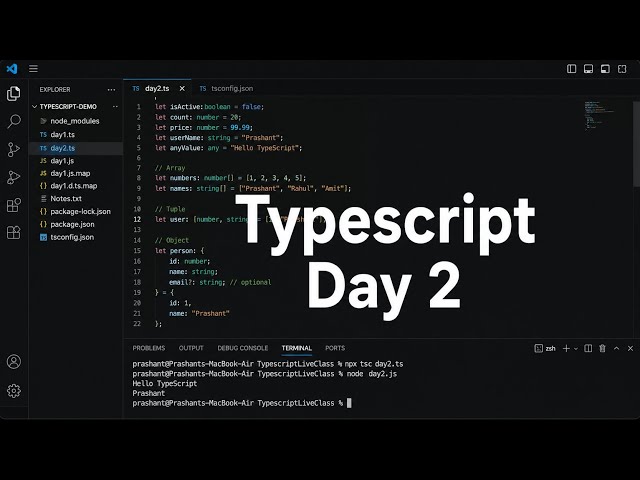 TypeScript Tutorial for Beginners in Hindi | Day 2: Types & Type Inference