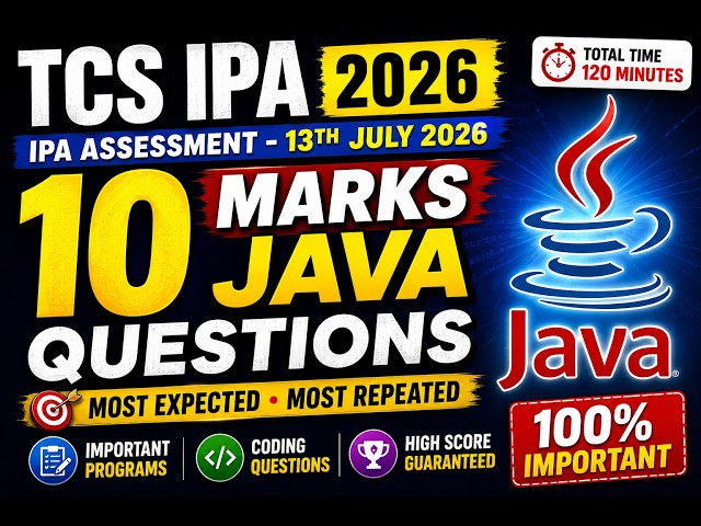 TCS IPA 2026 Java 10 Marks Questions | Most Expected Coding Questions | July 13 Exam