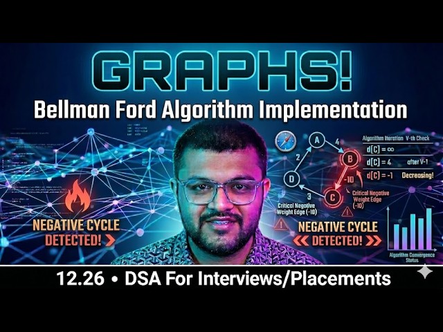 12.26 Bellman Ford Algorithm Implementation With Optimization | Shortest Path Algorithms
