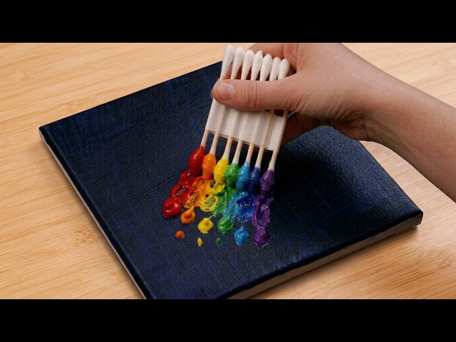 [1555] The Easiest Way To Paint The Northern Lights with Q-tips｜Painting For Beginners