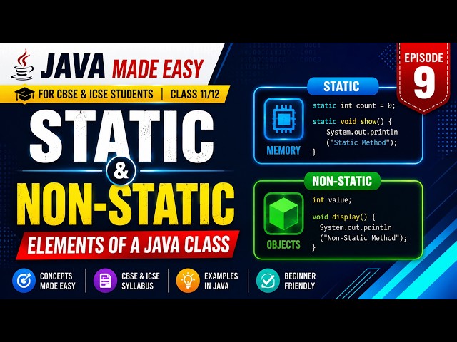 Static & Non-Static Elements in Java Class | Episode 9 | CBSE & ICSE | Java Made Easy