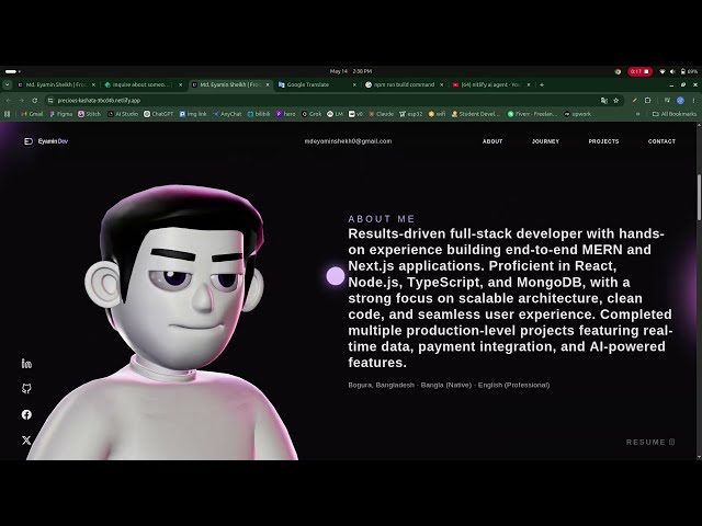 I Created an Interactive 3D Portfolio Website for My Developer Brand. Eyamin portfolio