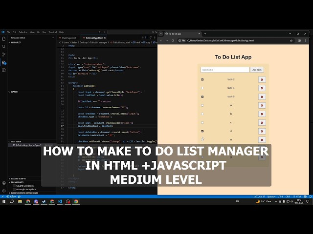 🚀 Build a Medium-Level To-Do List App  | HTML & JavaScript  Tutorial