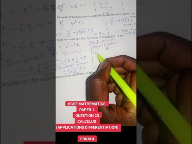 2023 KCSE mathematics paper 1 Calculus Differentiation