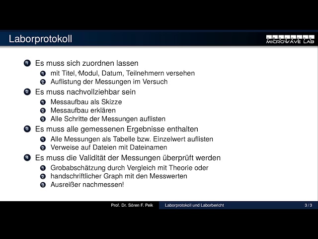 Anfertigung eines Laborprotokolls
