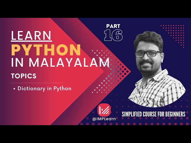 Dictionary in Python | Operations with dictionary | Learn Python in Malayalam | Lecture 16