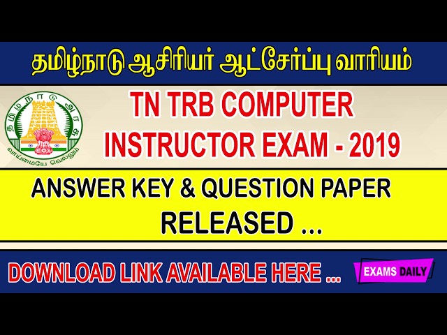 TN TRB Computer Instructor Answer Key & Question Paper 2019