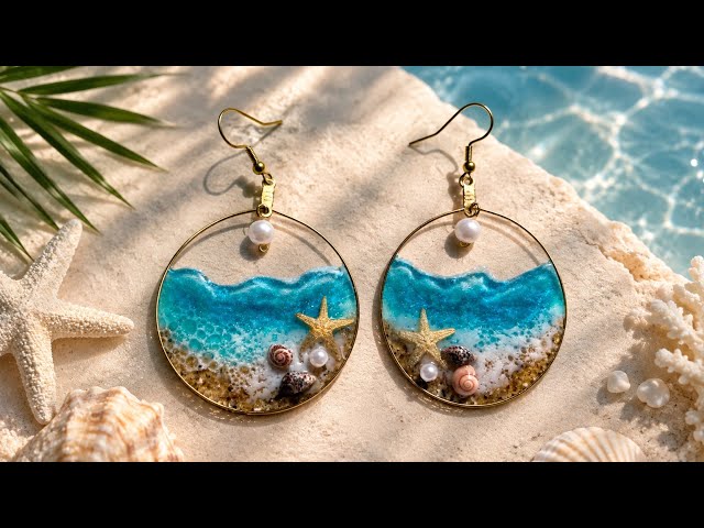 I Created Realistic Ocean Waves in Resin! 🌊✨ | DIY UV Resin Earrings