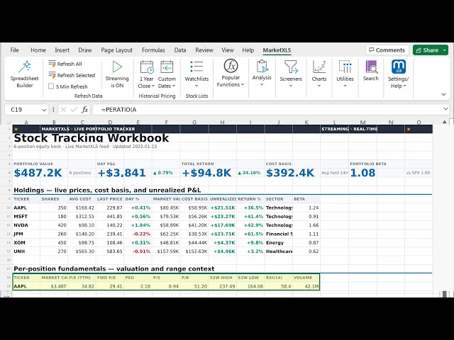 Stock Tracking Excel template with 6 cells most investors never build
