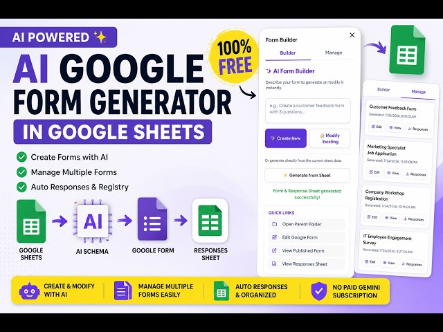 Generate Google Forms with AI in Seconds | Google Sheets + Gemini