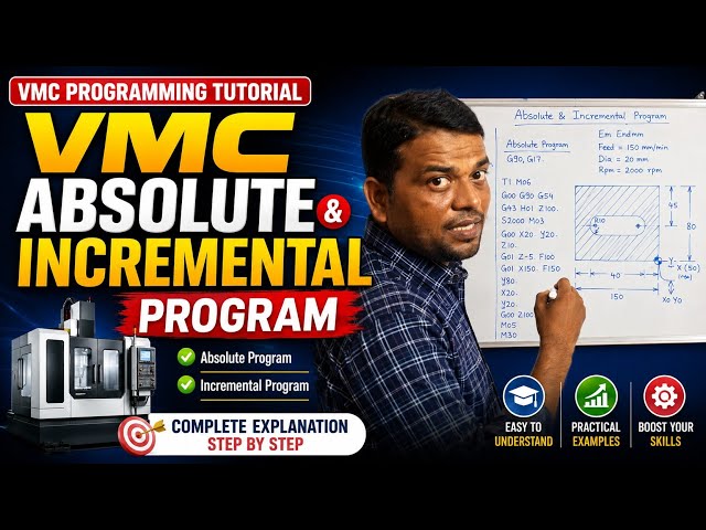 VMC Absolute & Incremental Programming Explained | G90 vs G91 with Example | CNC Programming #vmc