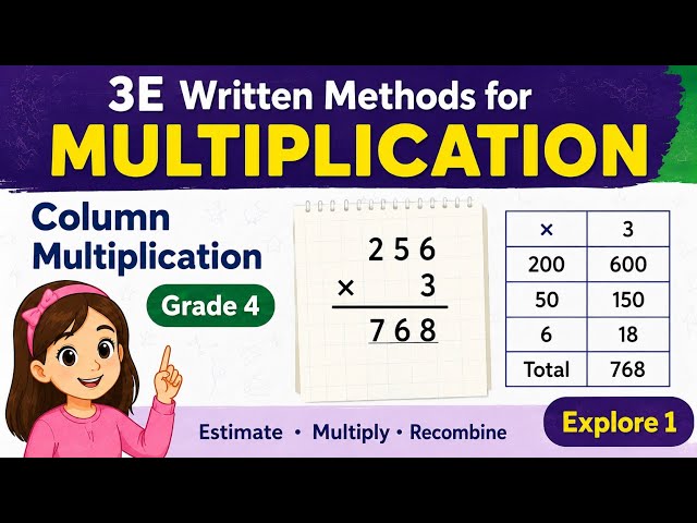 Column Multiplication | 2-Digit × 1-Digit | Grade 4 Maths | Written Method of Multiplication