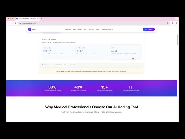 AI Medical Coding Tool - ICD-10 & CPT Codes in Seconds