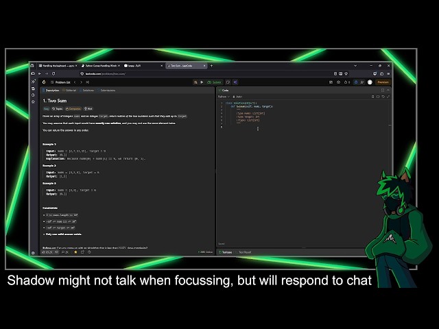 6/29/2026 VOD: working on a TUI library in python, then some leetcode