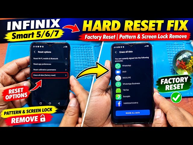 Infinix Smart 5/6/7 Hard Reset Problem Fix | Factory Reset | Pattern & Screen Lock Remove