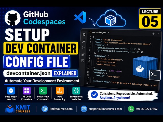 05 Dev Container Configuration File Setup | devcontainer.json Explained | GitHub Codespaces