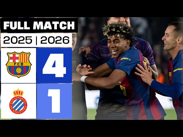 FC Barcelona 4 - 1 RCD Espanyol 2025/26 PARTIDO COMPLETO