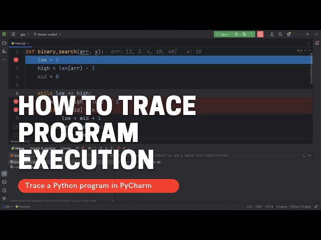 How to trace program execution? Tracing a Python program execution in PyCharm.
