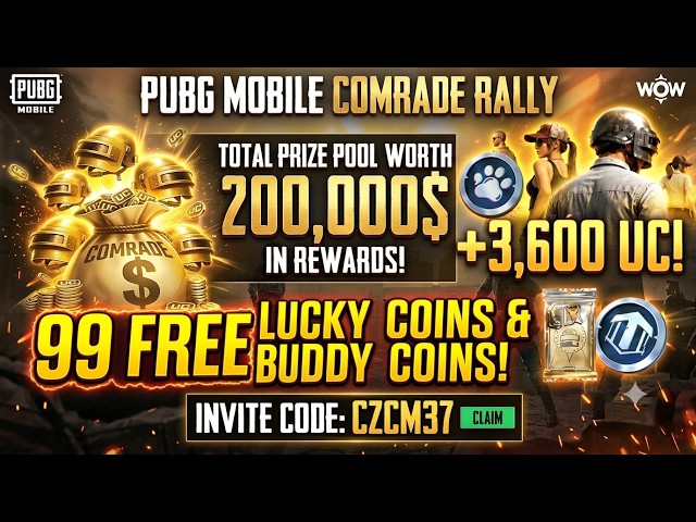 comrade rally pubg Explained (Full Practical Proof) | How To Invite Friends & Get 99 Free Lucky Coin