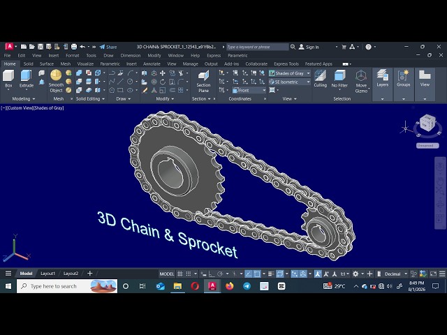 How to Design a 3D Chain & Sprocket in AutoCAD | Step-by-Step