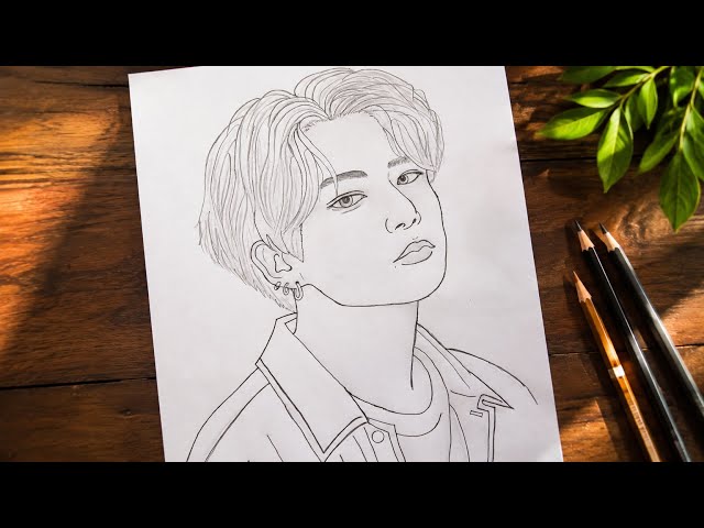 How to Draw BTS Jungkook Easily | Outline Drawing Tutorial#BTS #Jungkook #Drawing #BTSJungkook