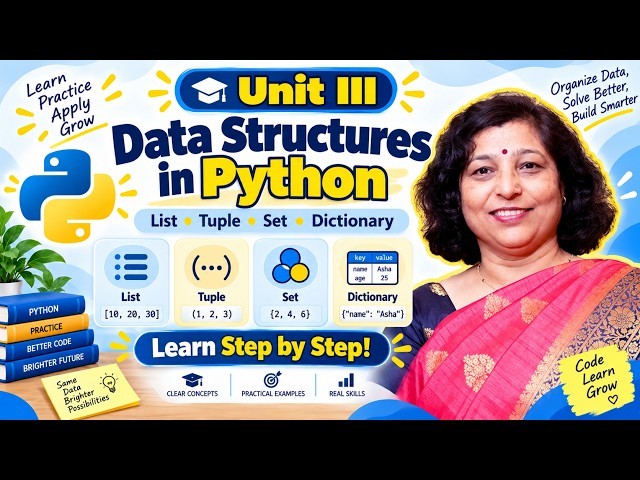 12.9 Unit III Data Structures in Python | List, Tuple, Set, Dictionary | Python for B.Pharm Students