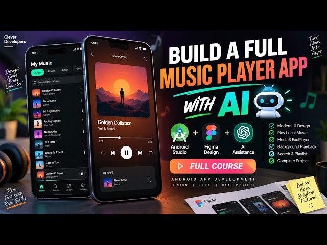 🔥 Build a FULL Music Player App with AI in Android Studio | Java + ExoPlayer | Full Course 🔥