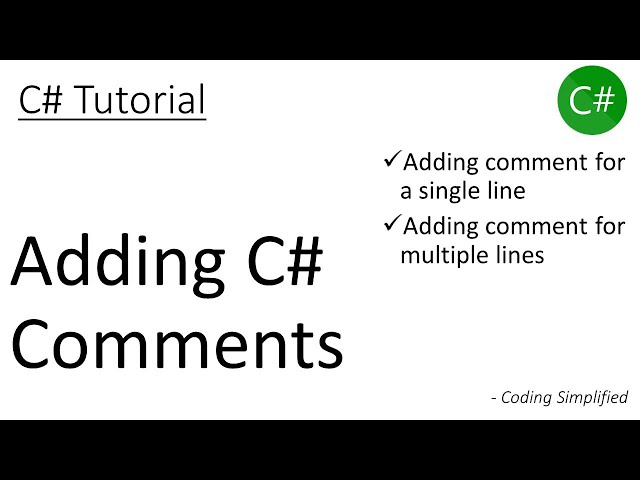 C# Tutorial - 3: C# Comment | How to add comment for a single line or multiple lines
