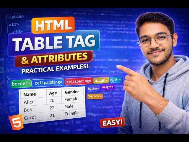 HTML Table Tag practical | HTML Full course in 2026
