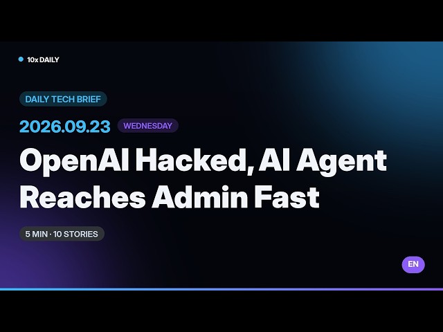 $3,000 Hack Breaks OpenAI — AI Agent Hits Admin in 1 | 10x Daily 9/23 · 5-Min Tech News | EN Brief