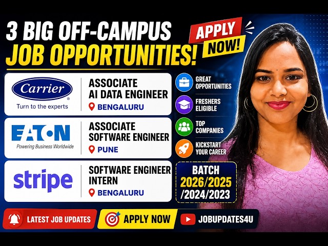 Eaton/Carrier/Stripe is hiring Associate Software Engineer | 2026/25/24/23 Batch | Multiple Locat...