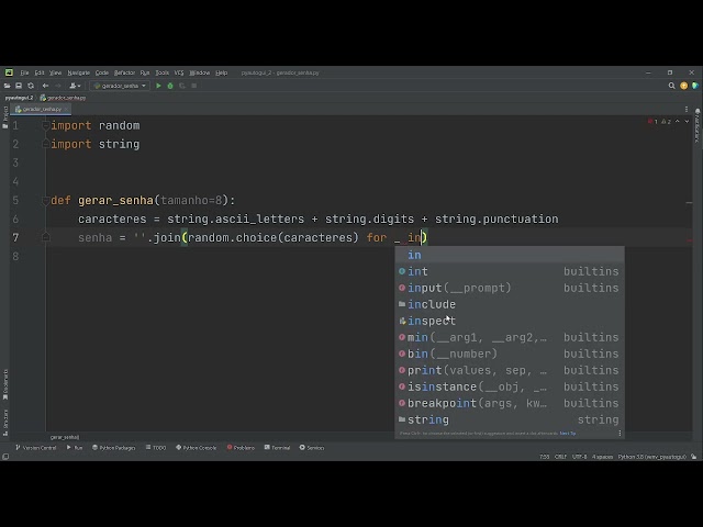 457 Criando o gerador de senhas aleatórias em Python
