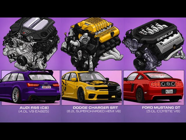 Three V8 Legends | One Ultimate Choice 🏁 RS6 vs Hellcat vs Mustang GT 🔥