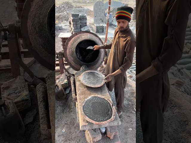 How Black Cement Tree Log Design Concrete Tuff Tiles Are Made | Satisfying Manufacturing Process