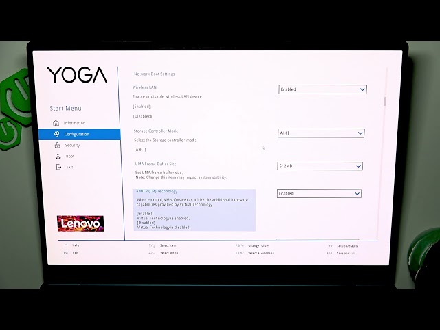 LENOVO Yoga Slim 7 – How to Enable or Disable AMD V (Virtualization Technology)