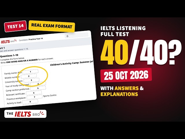 IELTS Listening Test with Answers Explained | October 2026 | Practice Test #14