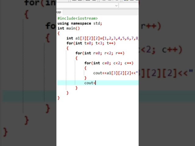 3D array in given  number of print //with using for c++ #coding #with #c
