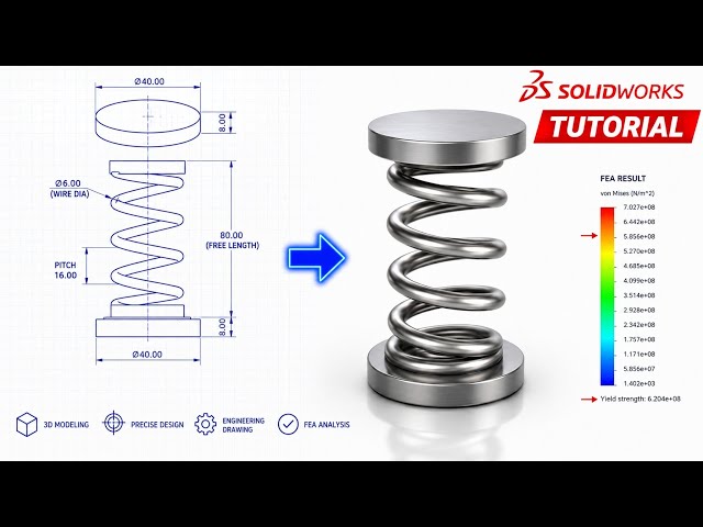 SolidWorks Spring Tutorial: 3D Modeling & FEA Simulation Guide